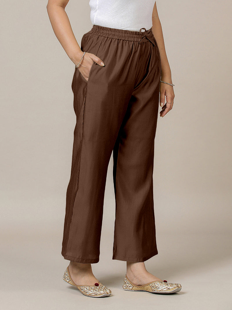 Fiza x Rozaana | Straight Pant in Walnut Brown-Binks