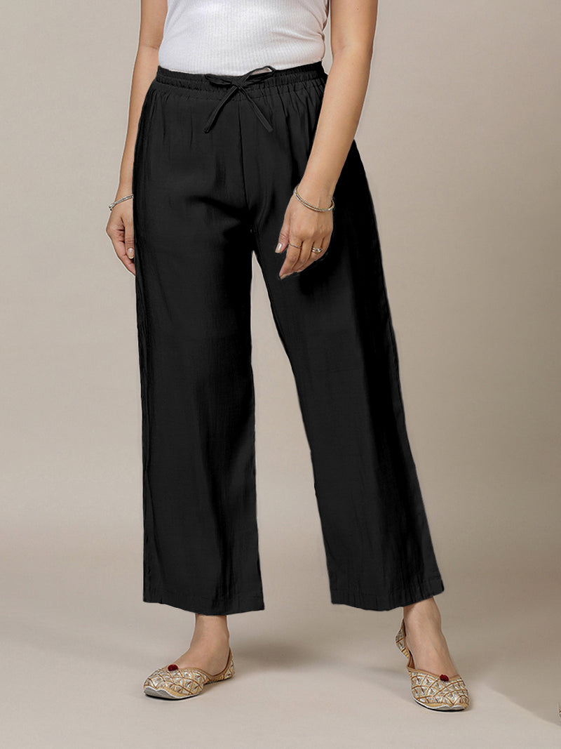 Fiza x Rozaana | Straight Pant in Raven Black-Binks