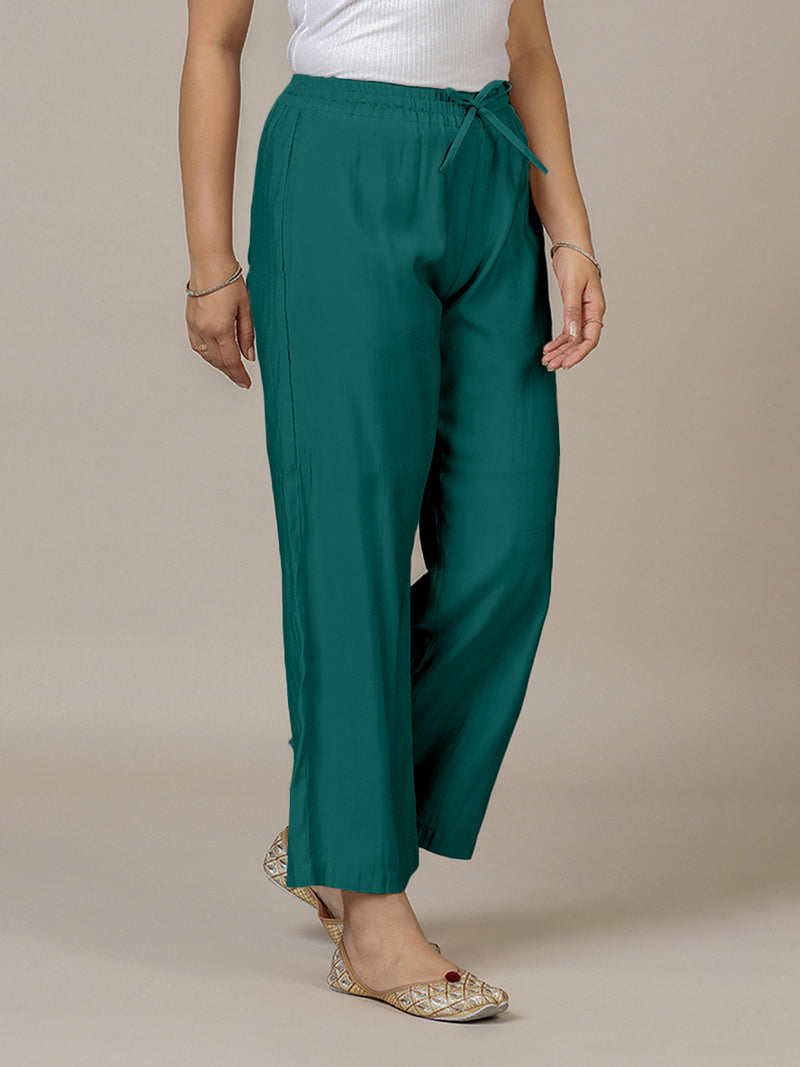 Fiza x Rozaana | Straight Pant in Peacock Green-Binks