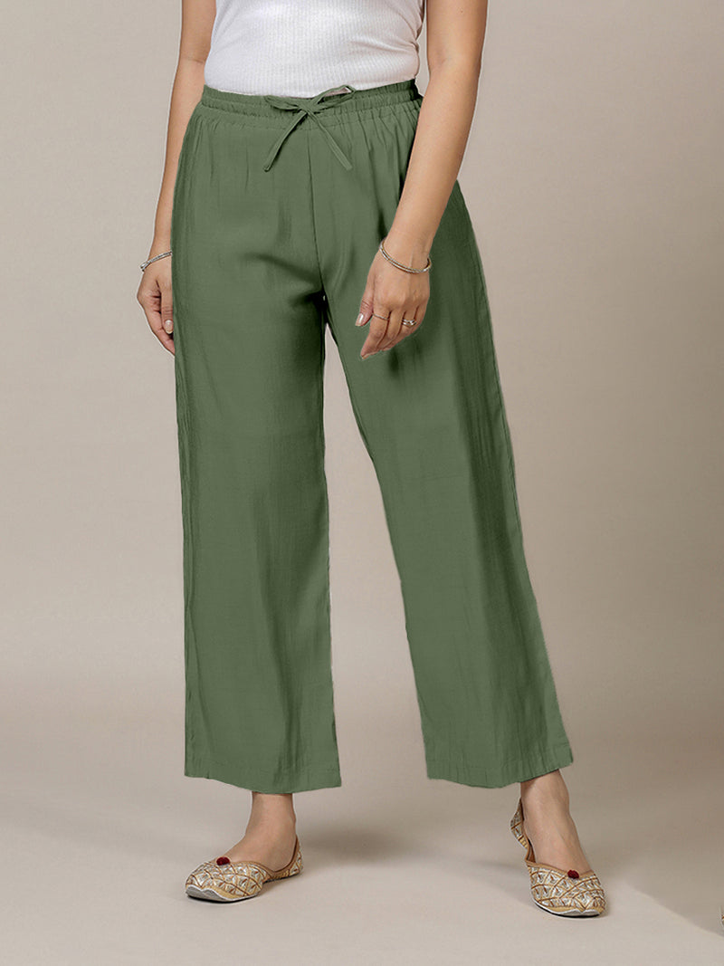 Fiza x Rozaana | Straight Pant in Hunter Green-Binks