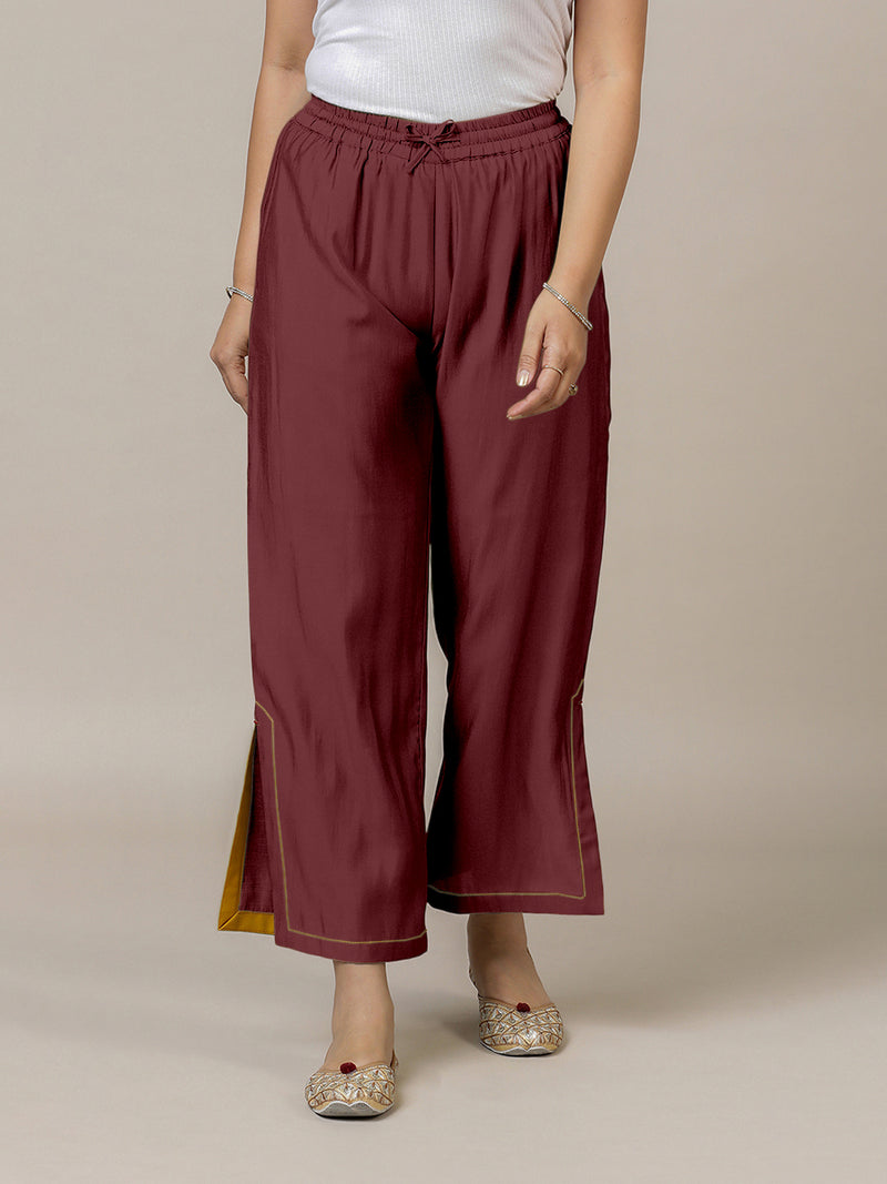 Saba x Rozaana | Deep Maroon Cotton Silk Pants-Binks