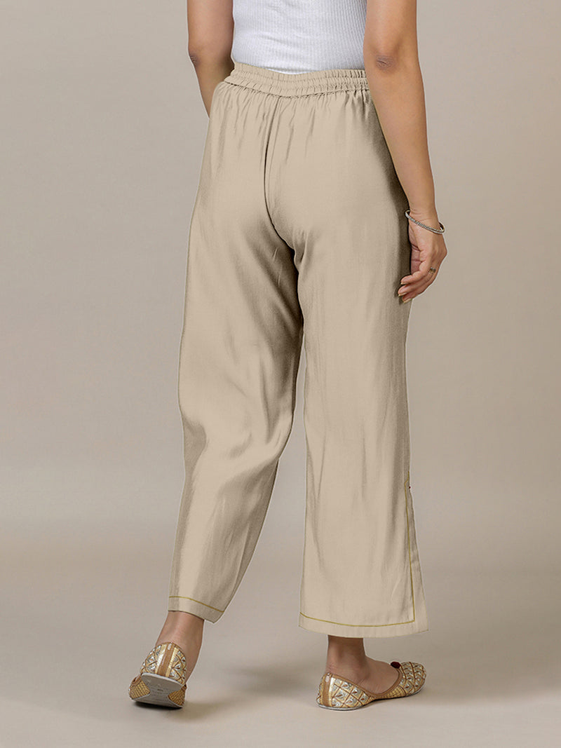 Saba x Rozaana | Oyster Grey Cotton Silk Pants-Binks