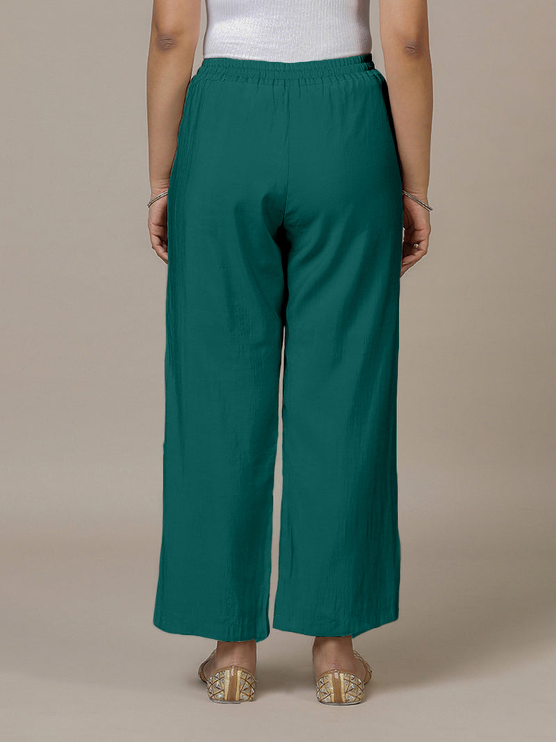 Fiza x Rozaana | Straight Pant in Peacock Green-Binks