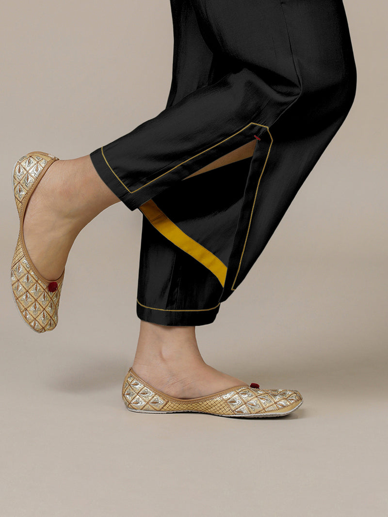 Saba x Rozaana | Raven Black Cotton Silk Pants-Binks