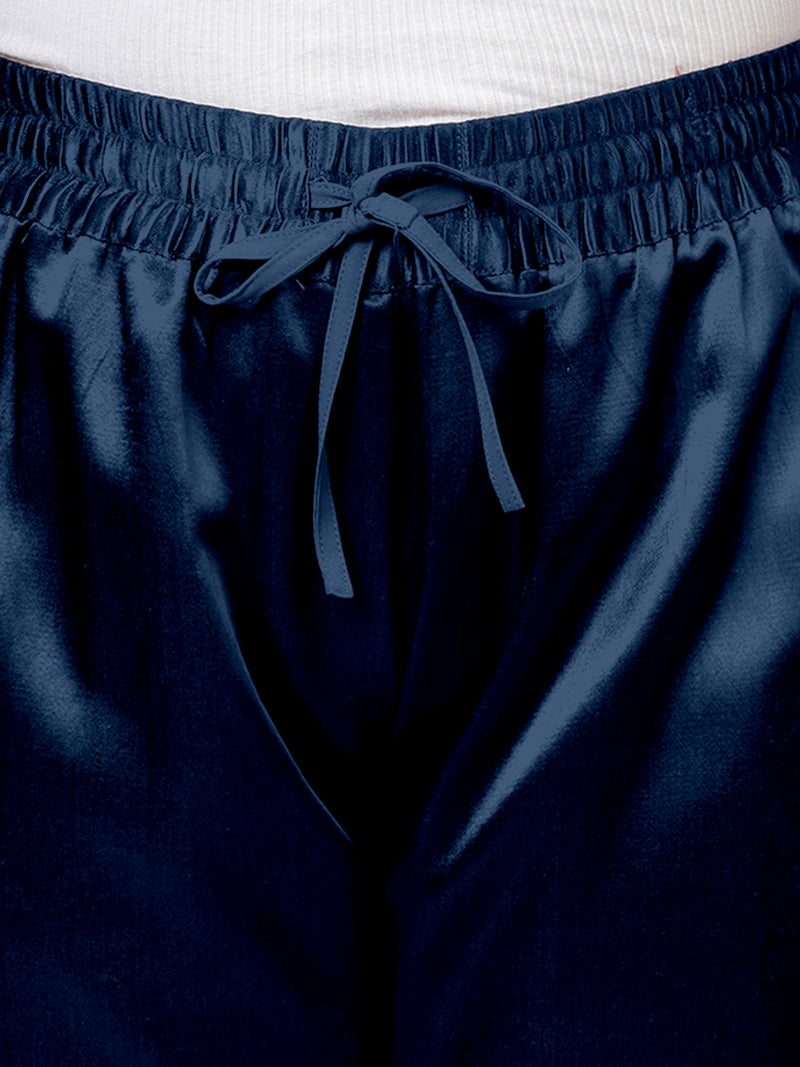 Swara x Tyohaar | Midnight Blue Mashru Silk Pants-Binks