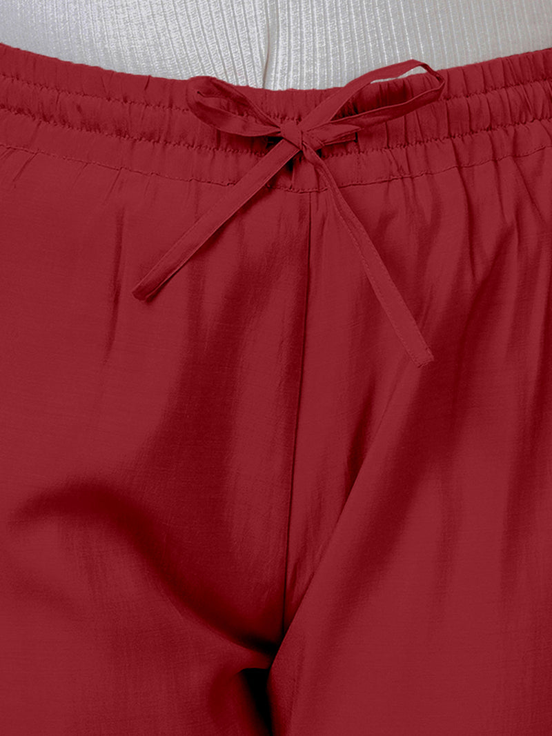 Fiza x Rozaana | Straight Pant in Scarlet Red-Binks