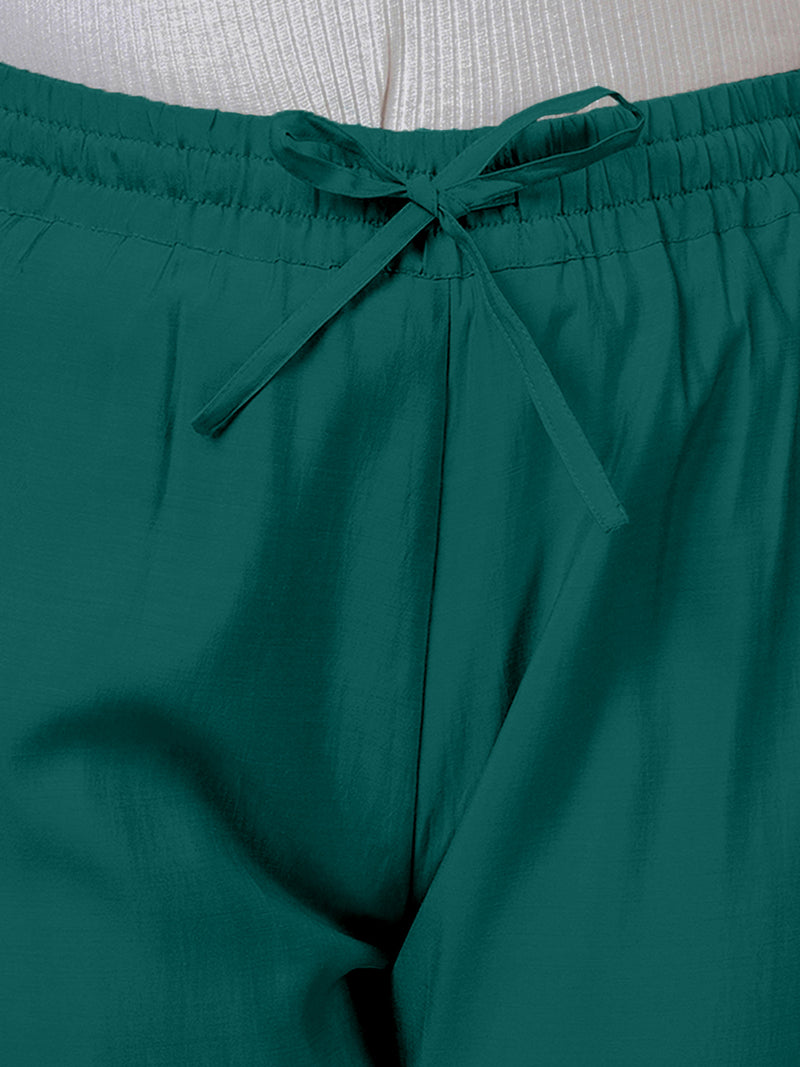 Fiza x Rozaana | Straight Pant in Peacock Green-Binks
