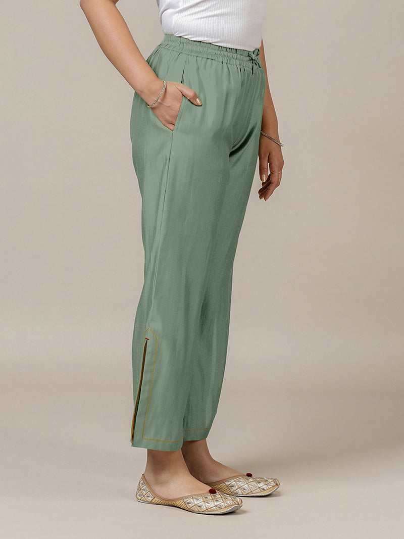 Saba x Rozaana | Mint Green Cotton Silk Pants-Binks