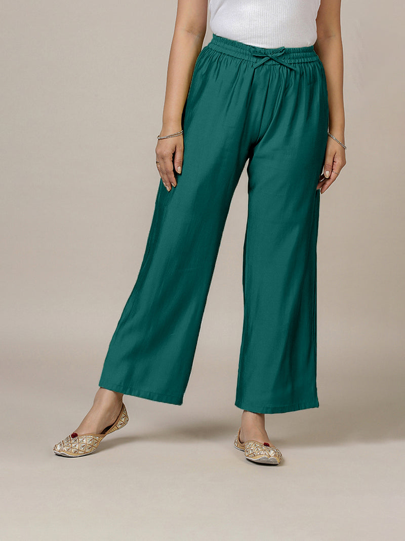 Fiza x Rozaana | Straight Pant in Peacock Green-Binks