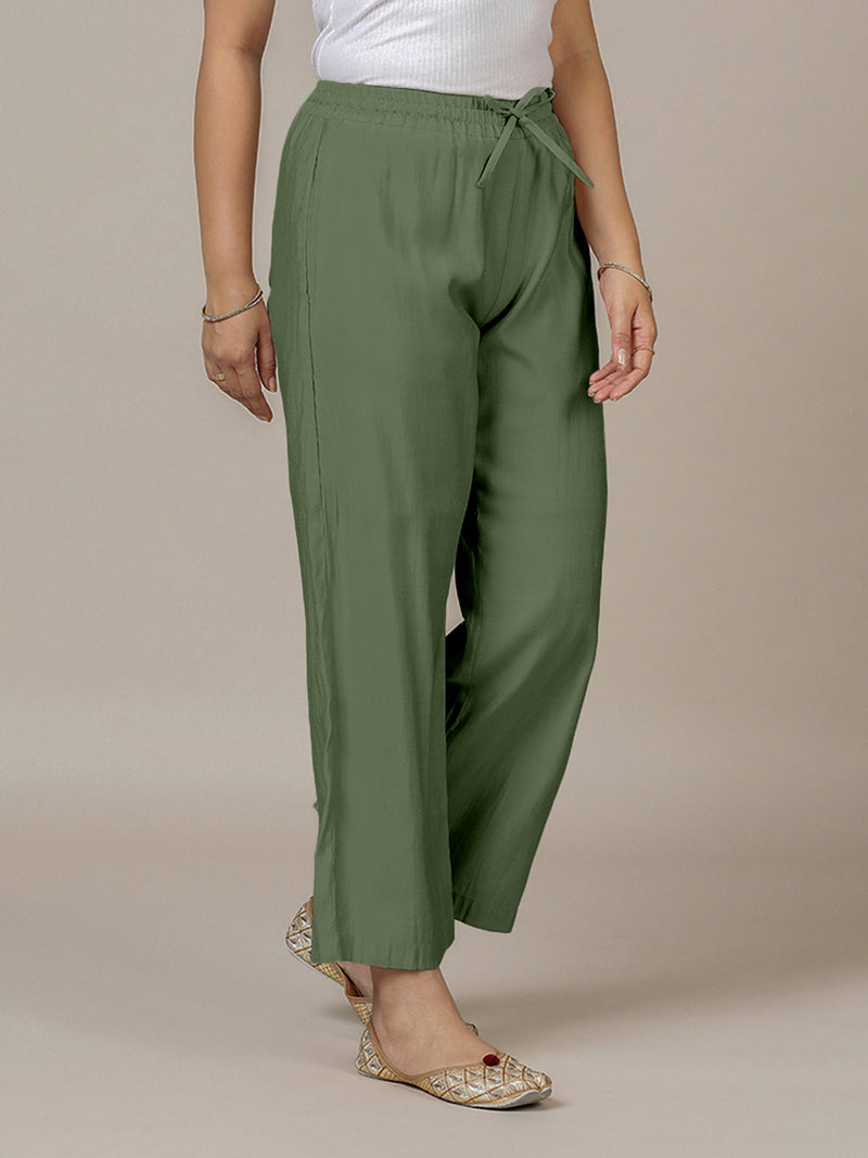 Fiza x Rozaana | Straight Pant in Hunter Green-Binks