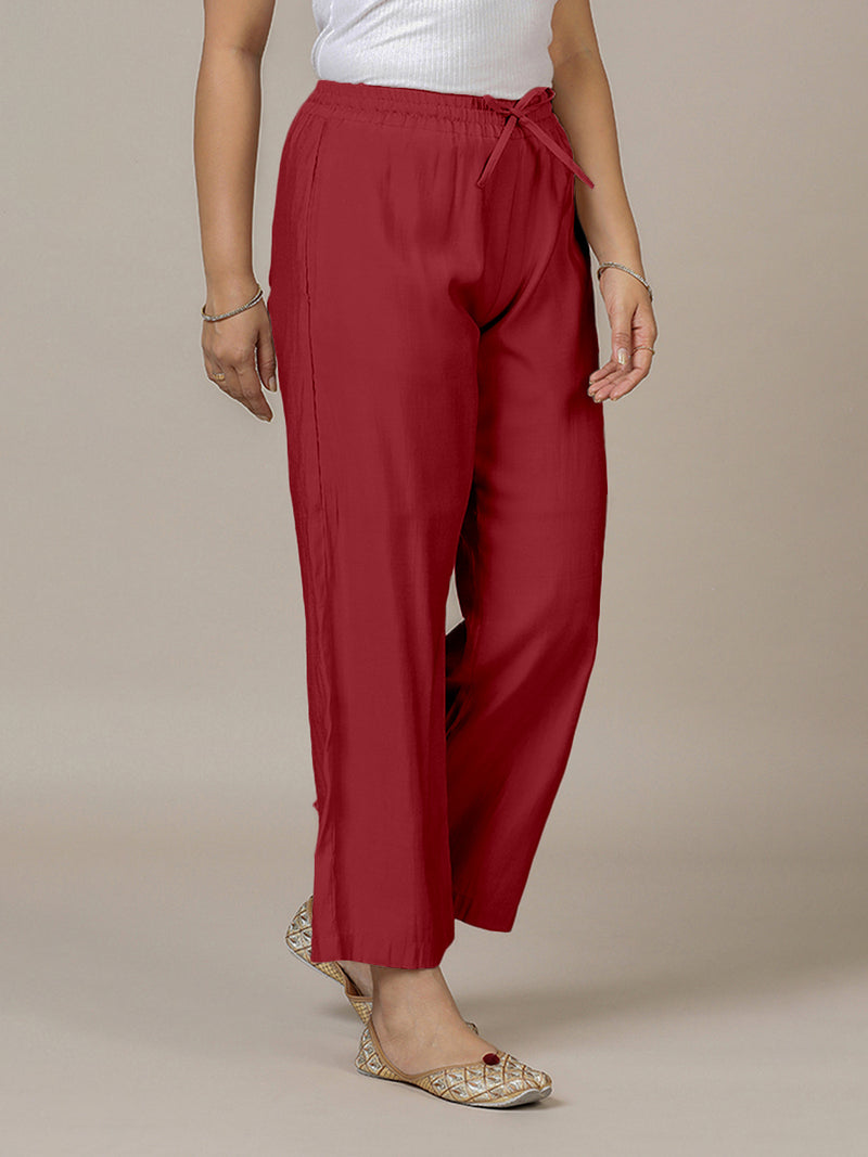 Fiza x Rozaana | Straight Pant in Scarlet Red-Binks