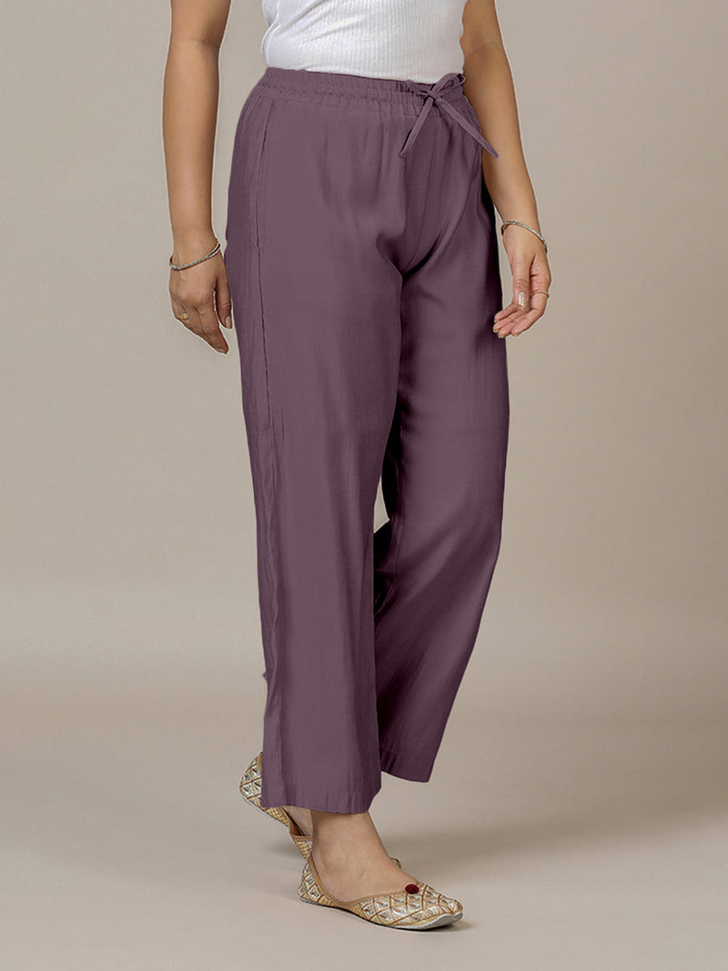 Fiza x Rozaana | Straight Pant in Purple Mauve-Binks