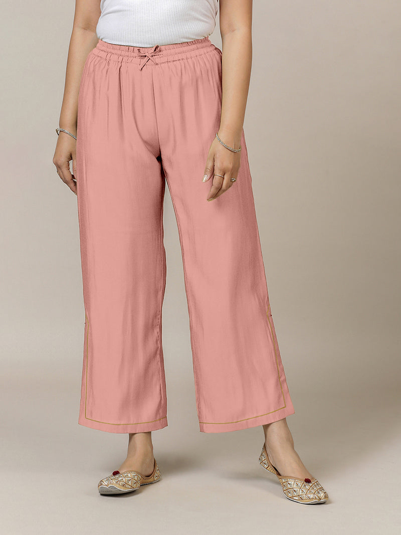 Saba x Rozaana | Sea Pink Cotton Silk Pants-Binks