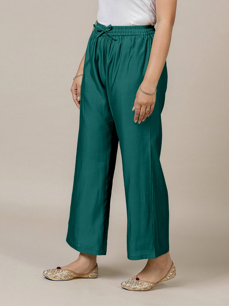 Fiza x Rozaana | Straight Pant in Peacock Green-Binks