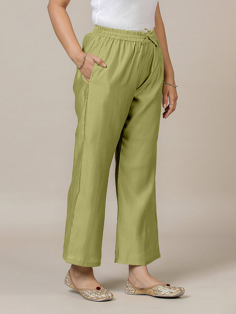 Fiza x Rozaana | Straight Pant in Pista Green-Binks