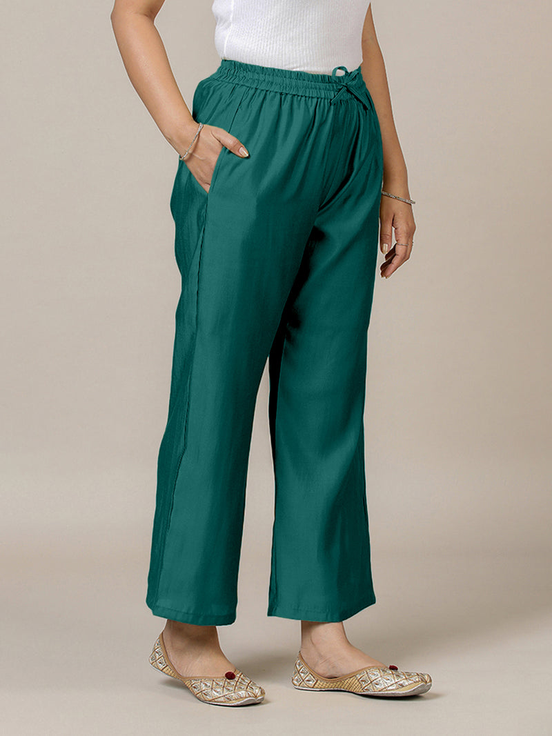 Fiza x Rozaana | Straight Pant in Peacock Green-Binks