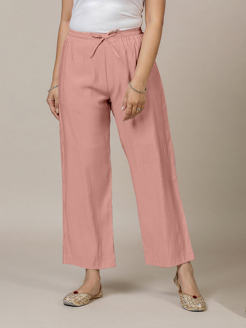Fiza x Rozaana | Straight Pant in Sea Pink-Binks