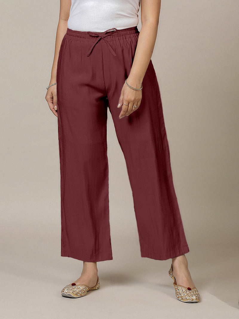 Fiza x Rozaana | Straight Pant in Deep Maroon-Binks