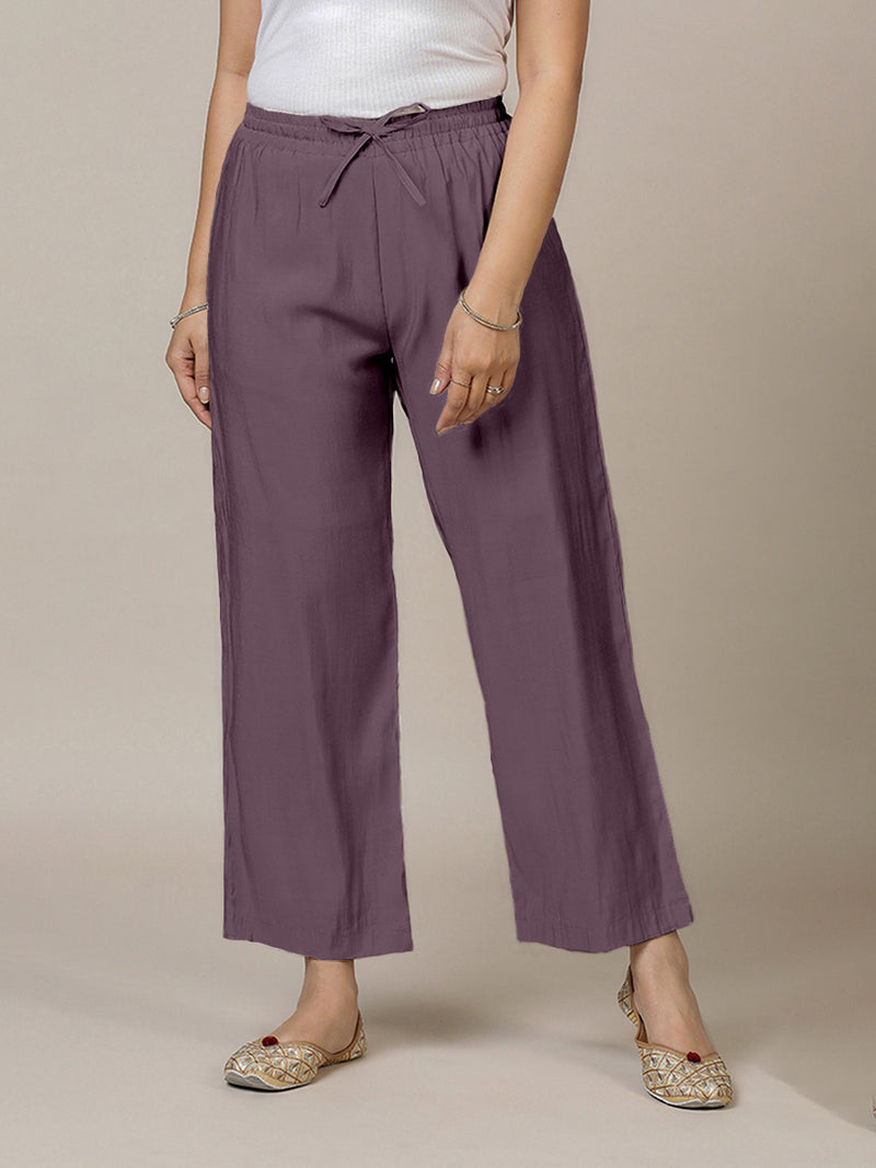 Fiza x Rozaana | Straight Pant in Purple Mauve-Binks