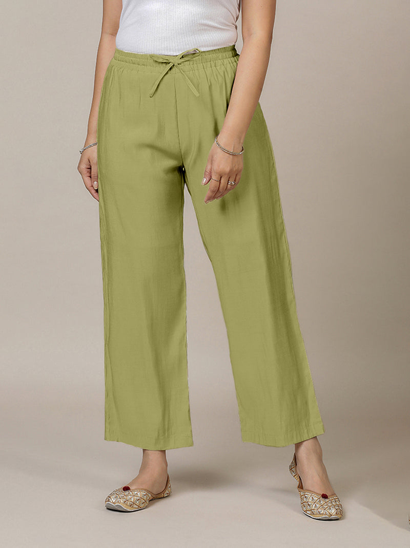 Fiza x Rozaana | Straight Pant in Pista Green-Binks