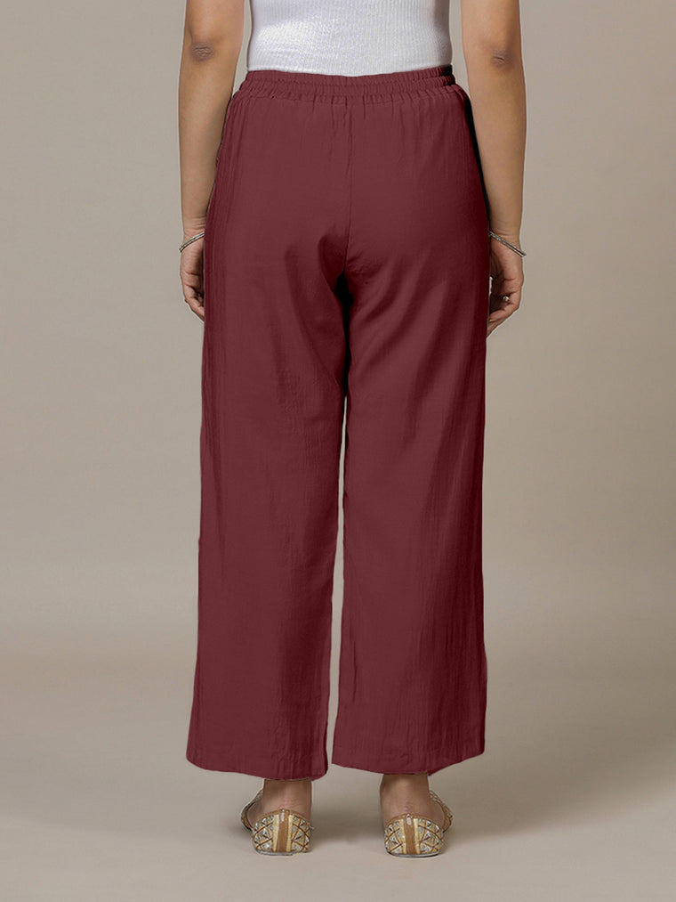 Fiza x Rozaana Pant/Trousers, in Maroon, made for daily & work (view 2).