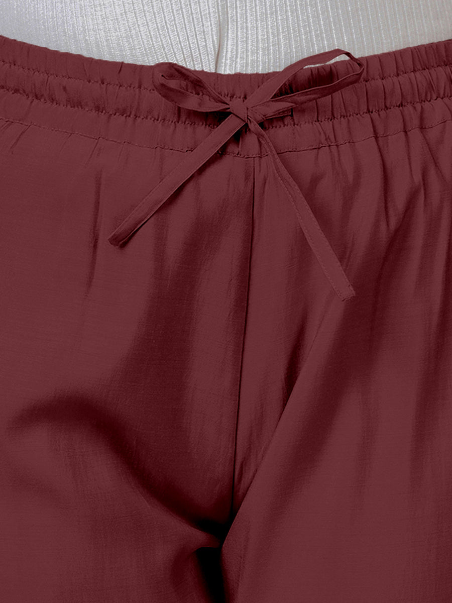 Fiza x Rozaana Pant/Trousers, in Maroon, made for daily & work (view 4).
