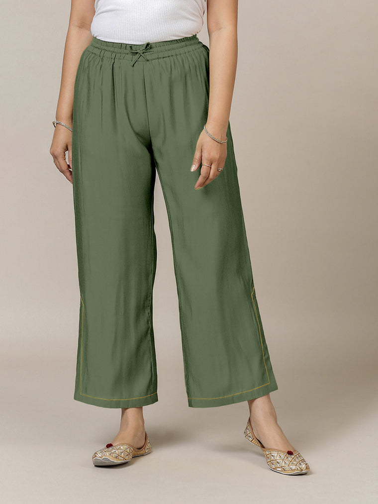 Saba x Rozaana Pant/Trousers, in Green 100% Cotton, made for daily & work.