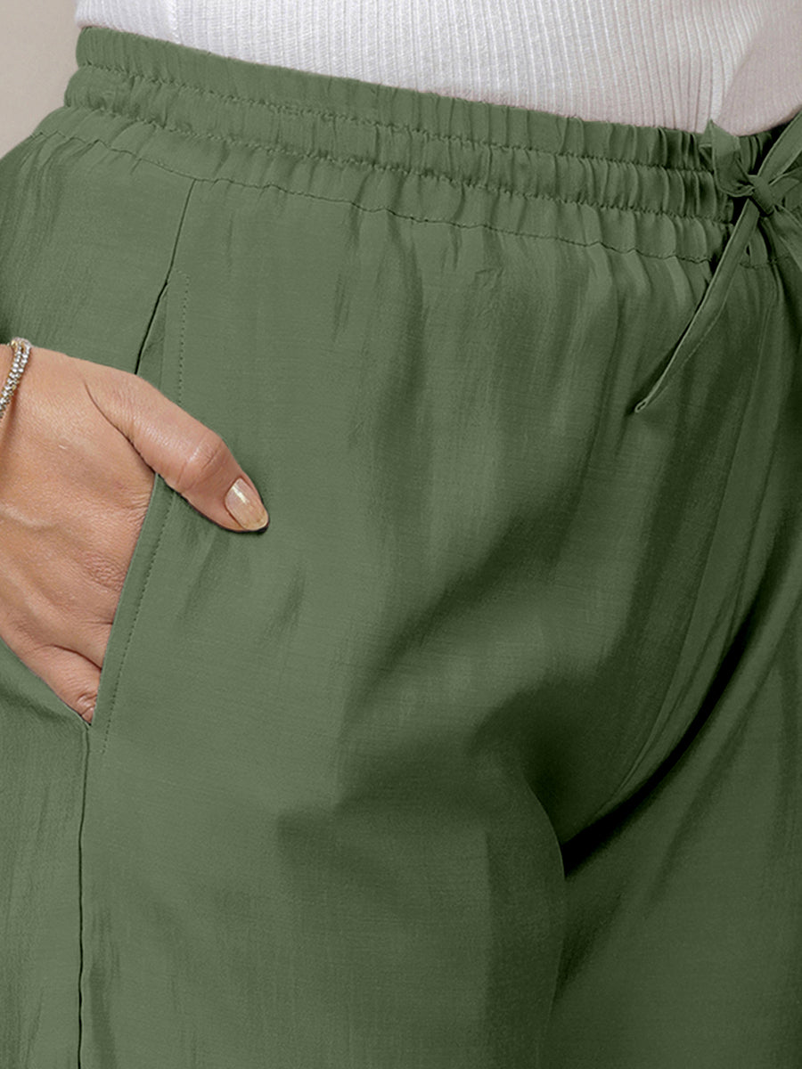 Fiza x Rozaana Pant/Trousers, in Green, made for daily & work (view 3).