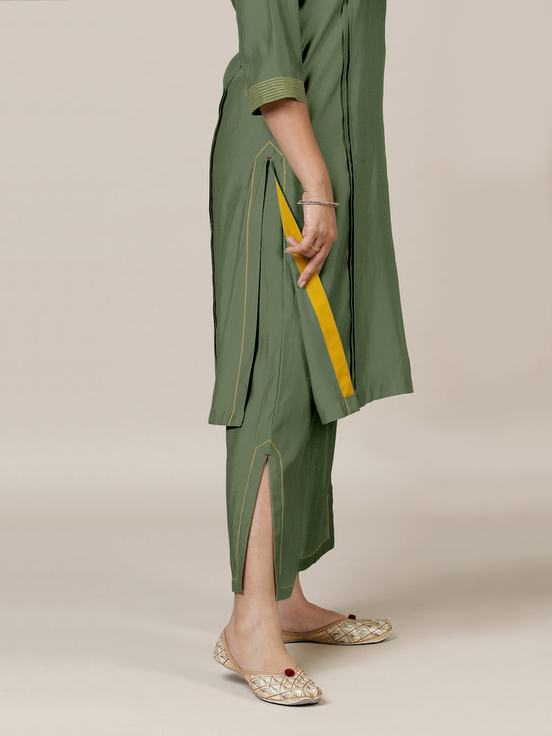 Saba x Rozaana | Hunter Green Cotton Silk Pants-Binks