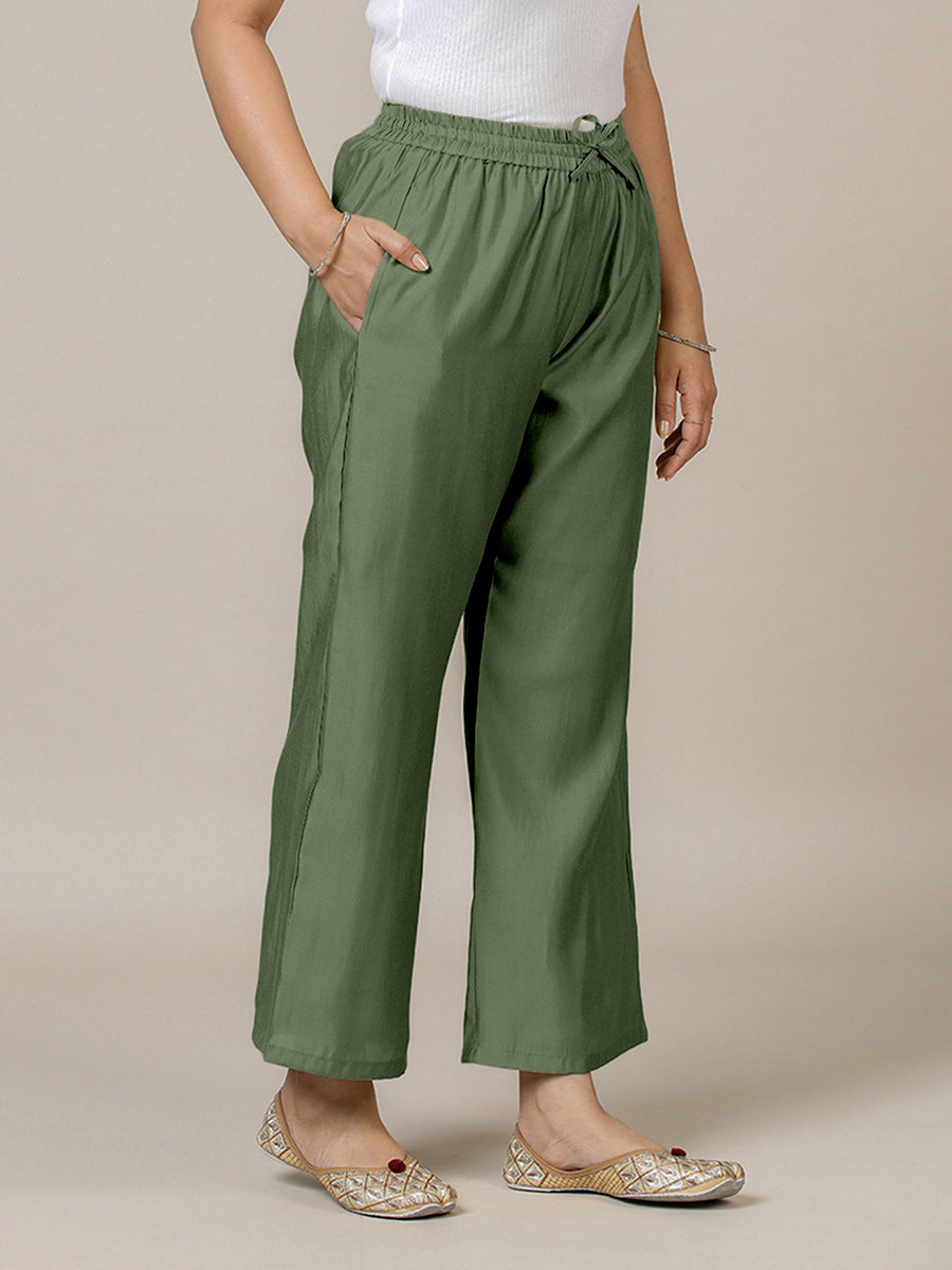 Fiza x Rozaana Pant/Trousers, in Green, made for daily & work (view 8).