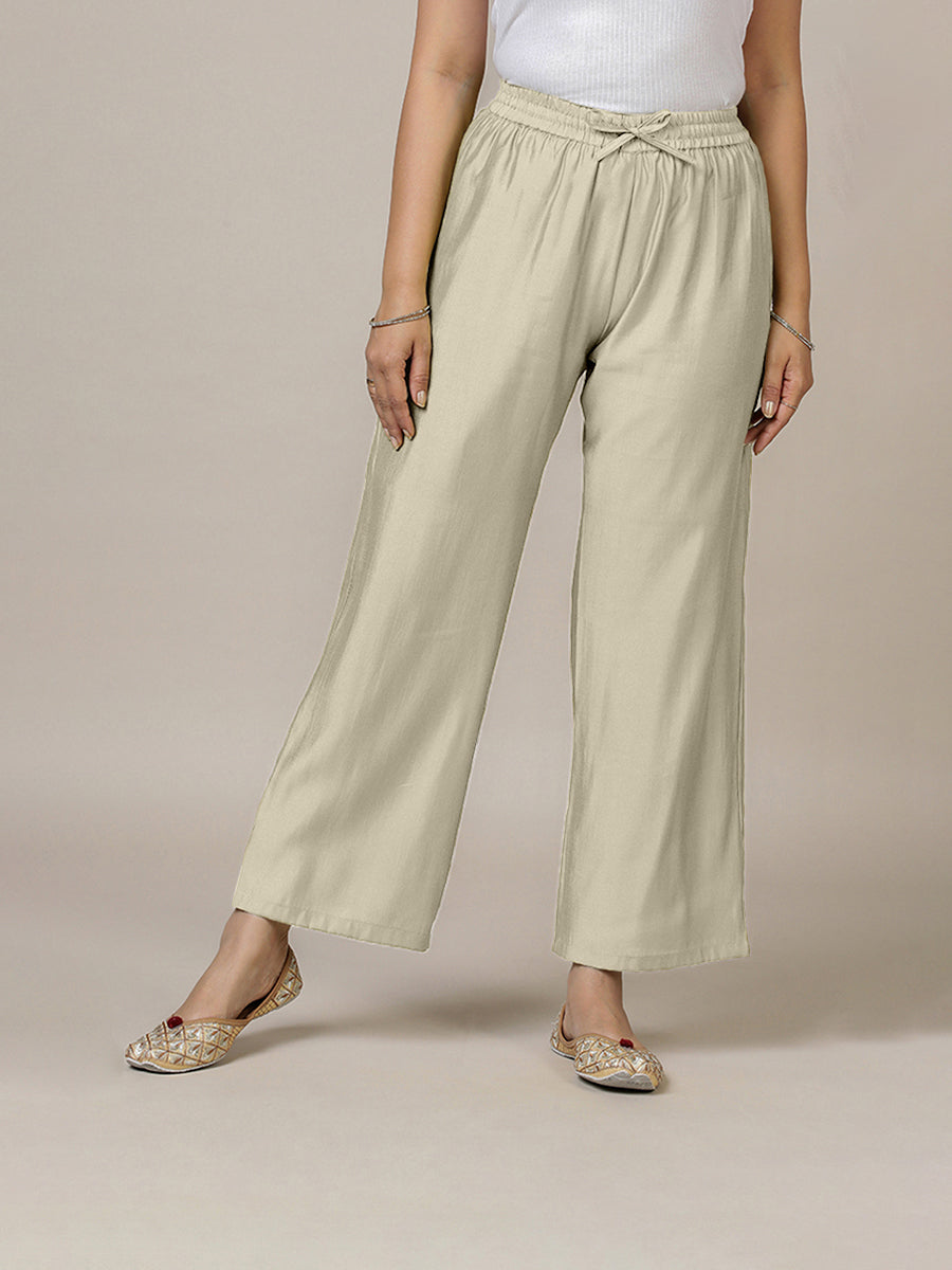 Fiza x Rozaana Pant/Trousers, in Cream, made for daily & work.