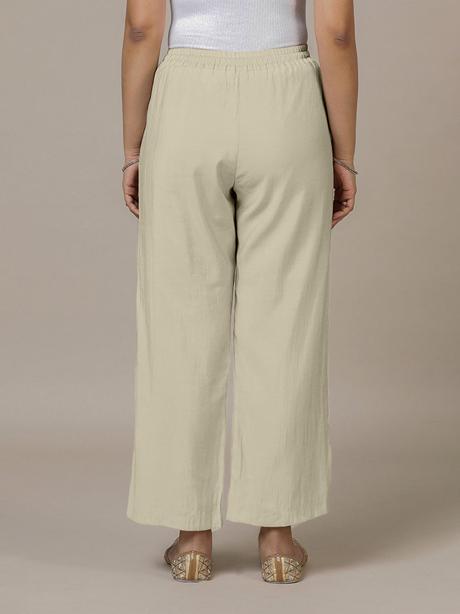 Fiza x Rozaana Pant/Trousers, in Cream, made for daily & work (view 2).