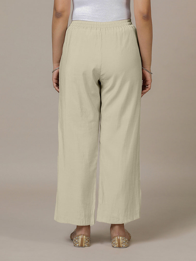 Fiza x Rozaana Pant/Trousers, in Cream, made for daily & work (view 2).