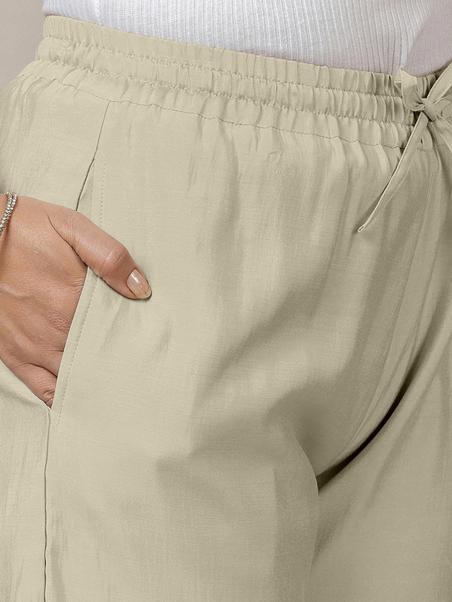 Fiza x Rozaana Pant/Trousers, in Cream, made for daily & work (view 3).