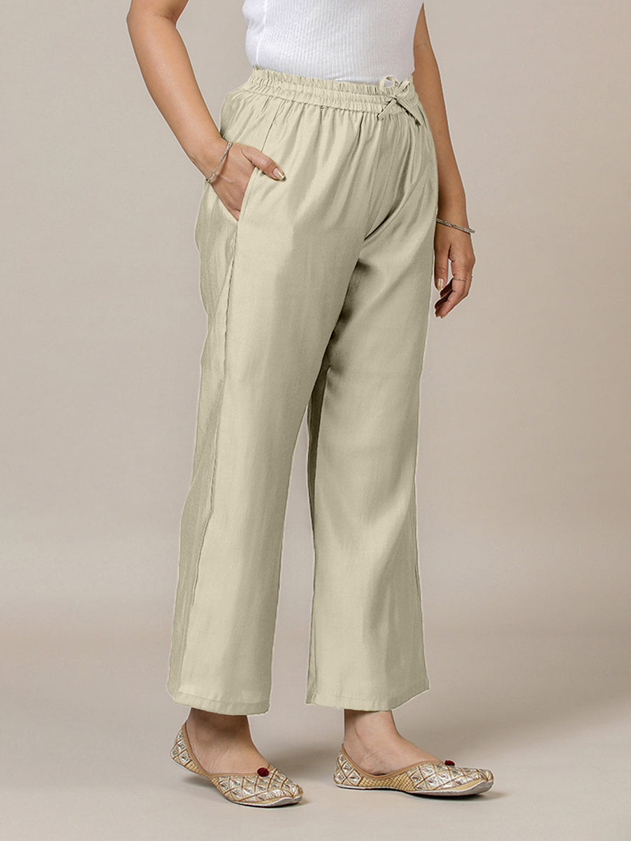 Fiza x Rozaana Pant/Trousers, in Cream, made for daily & work (view 7).