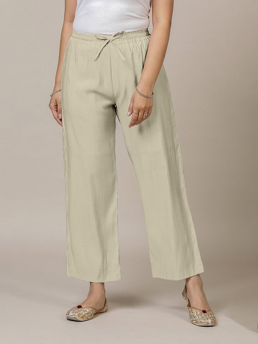 Fiza x Rozaana Pant/Trousers, in Cream, made for daily & work (view 8).