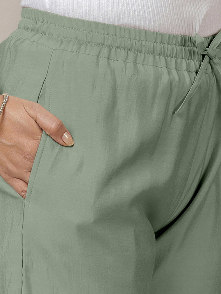 Fiza x Rozaana Pant/Trousers, in Green, made for daily & work (view 3).