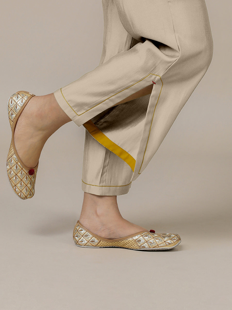 Saba x Rozaana Pant/Trousers, in Grey 100% Cotton, made for daily & work (view 3).
