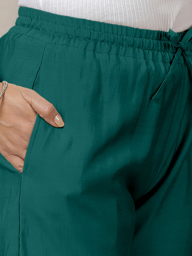 Fiza x Rozaana | Straight Pant in Peacock Green-Binks