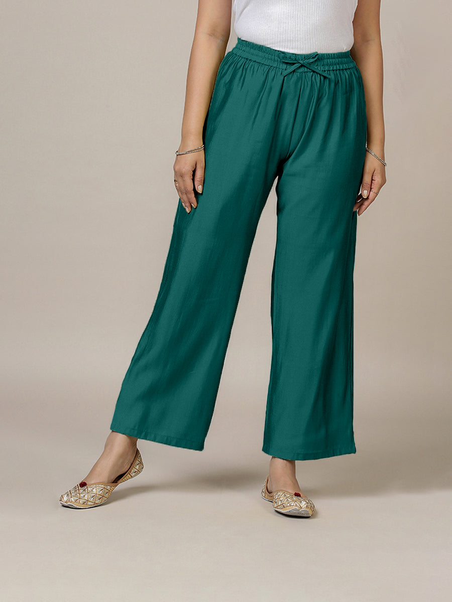Fiza x Rozaana Pant/Trousers, in Green, made for daily & work (view 5).