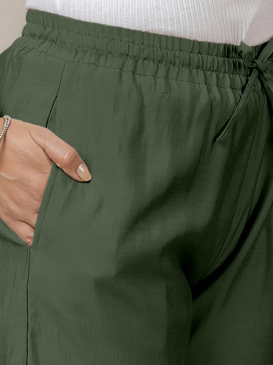 Fiza x Rozaana Pant/Trousers, in Green, made for daily & work (view 3).
