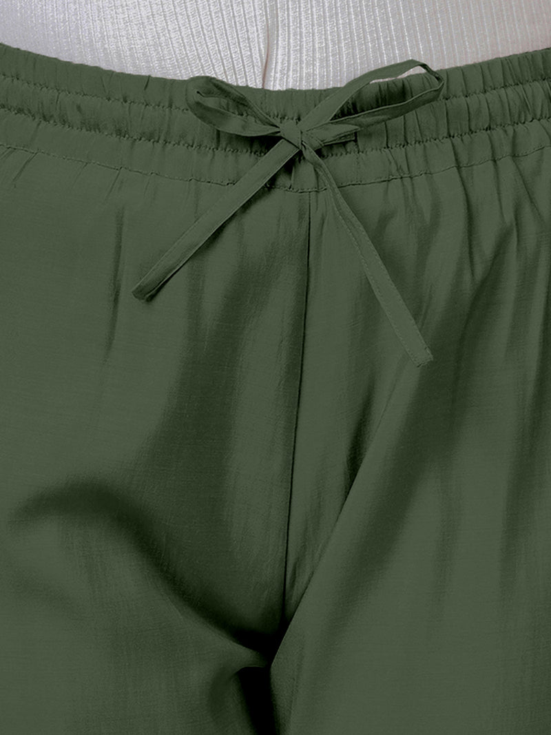 Fiza x Rozaana | Straight Pant in Pine Green-Binks