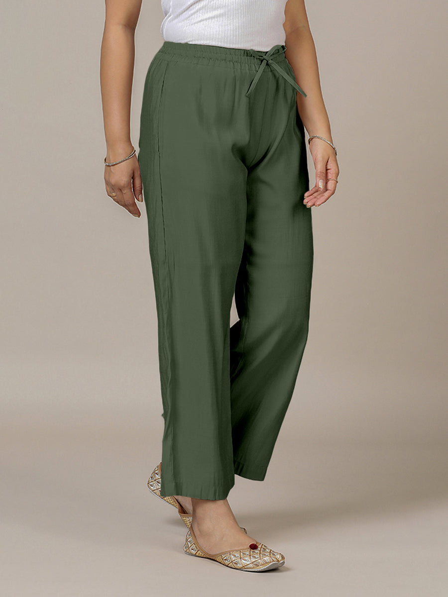 Fiza x Rozaana Pant/Trousers, in Green, made for daily & work (view 5).