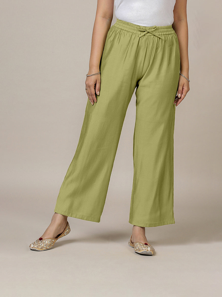 Fiza x Rozaana Pant/Trousers, in Green, made for daily & work (view 6).