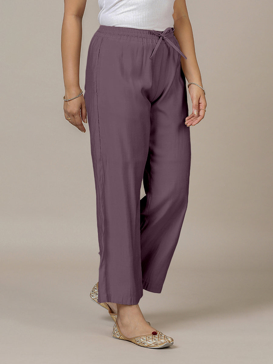 Fiza x Rozaana Pant/Trousers, in Purple, made for daily & work (view 5).