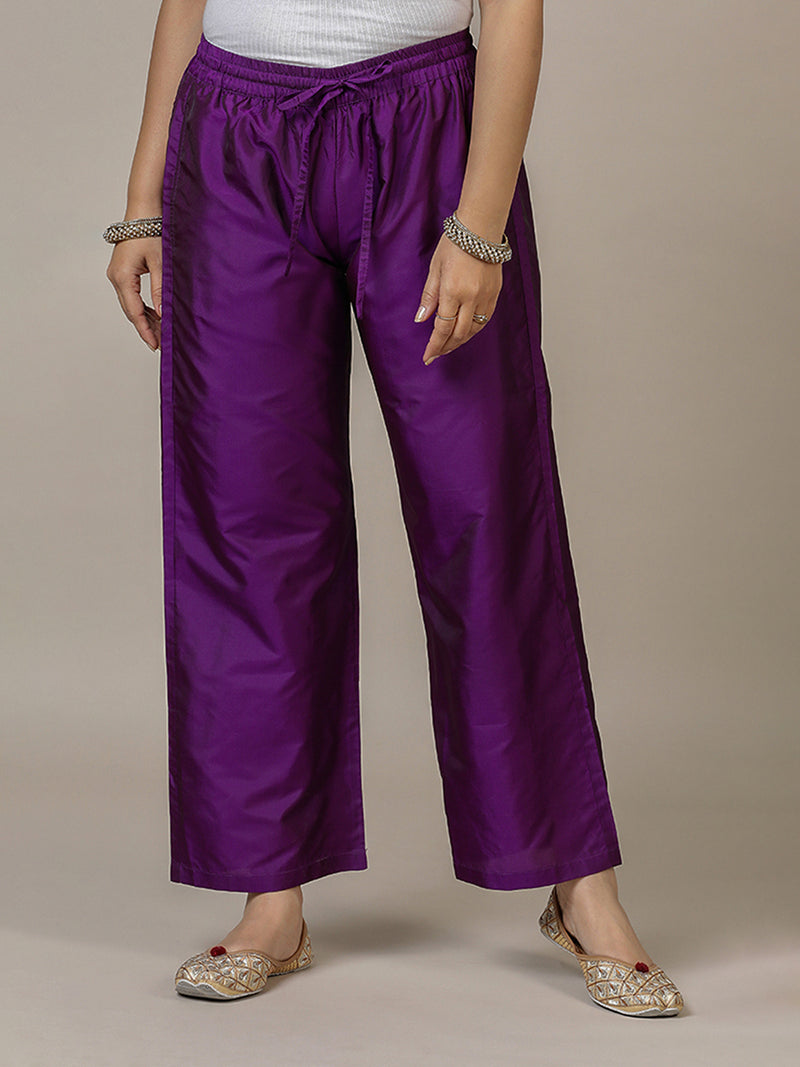 Nyla x Tyohaar | Purple Art Silk Pants-Binks