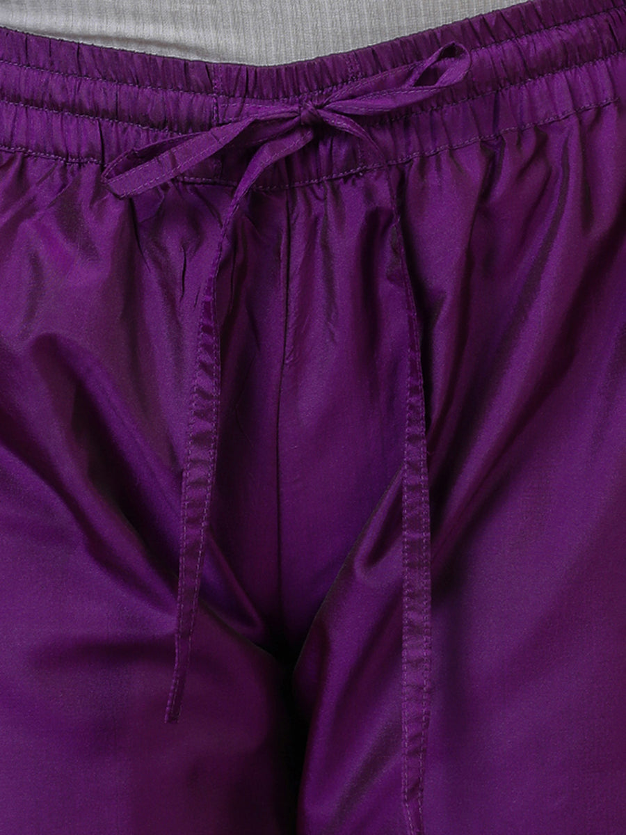 Nyla x Tyohaar Pant/Trousers, in Purple Artificial Silk, made for daily & work (view 3).
