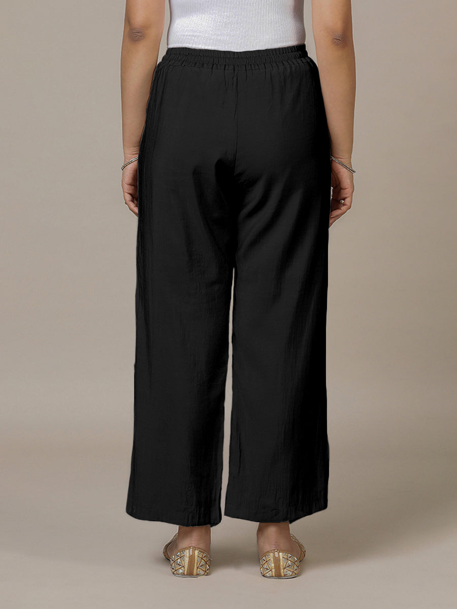 Fiza x Rozaana Pant/Trousers, in Black, made for daily & work (view 2).