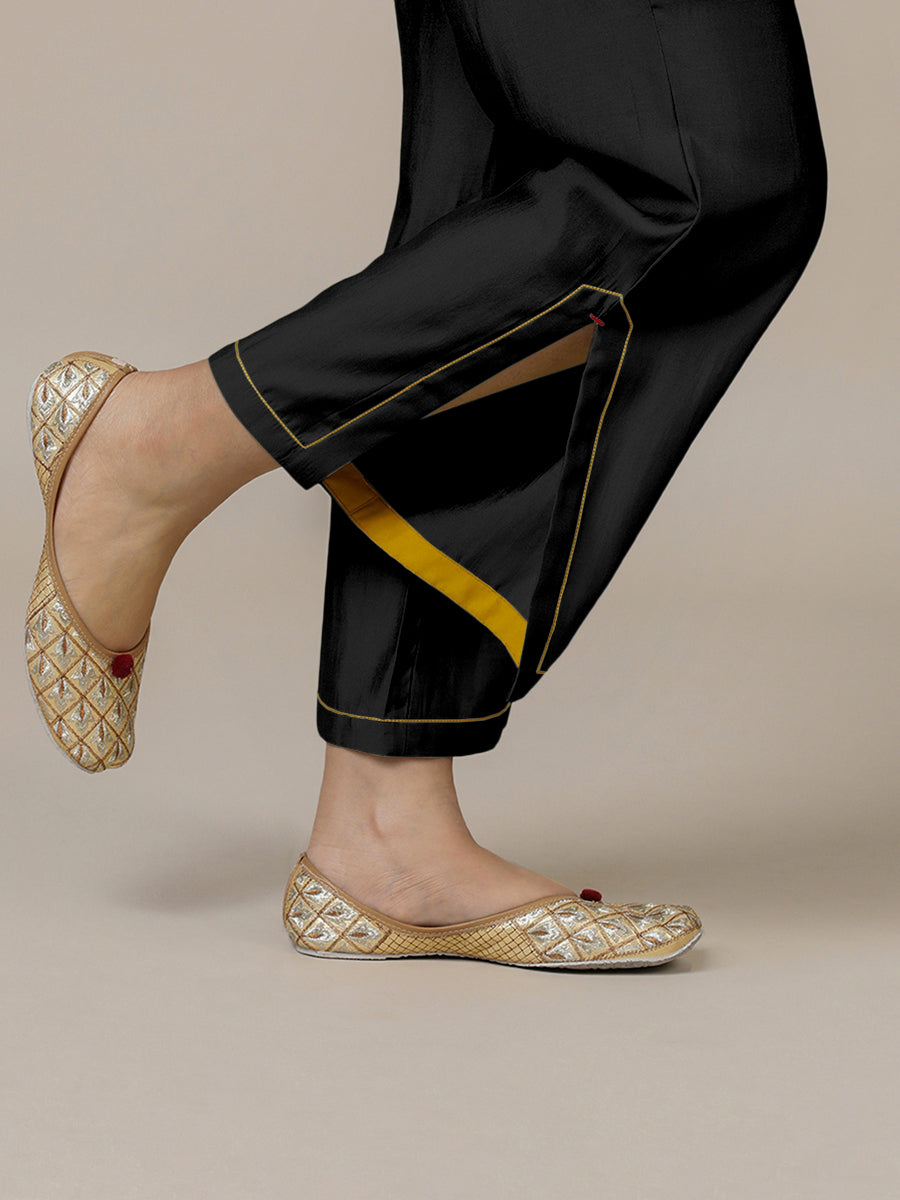 Saba x Rozaana Pant/Trousers, in Black 100% Cotton, made for daily & work (view 3).
