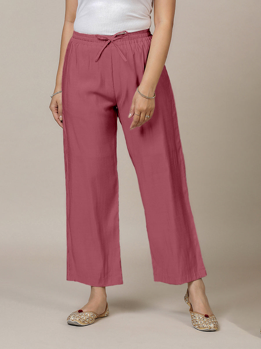 Fiza x Rozaana Pant/Trousers, in Pink, made for daily & work (view 2).